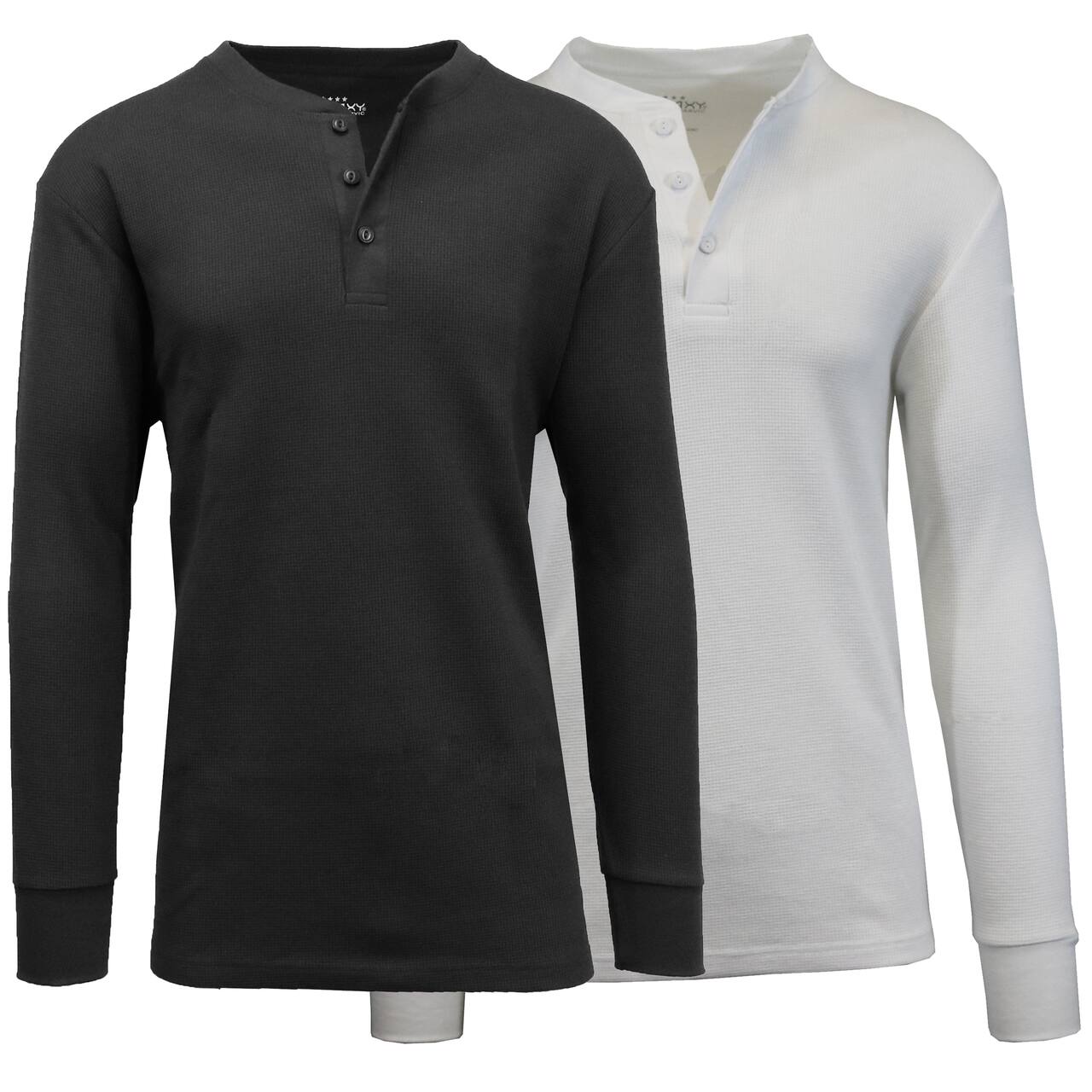 Men's Long Sleeve Waffle-Knit Thermal Henley Shirt 2 Pack